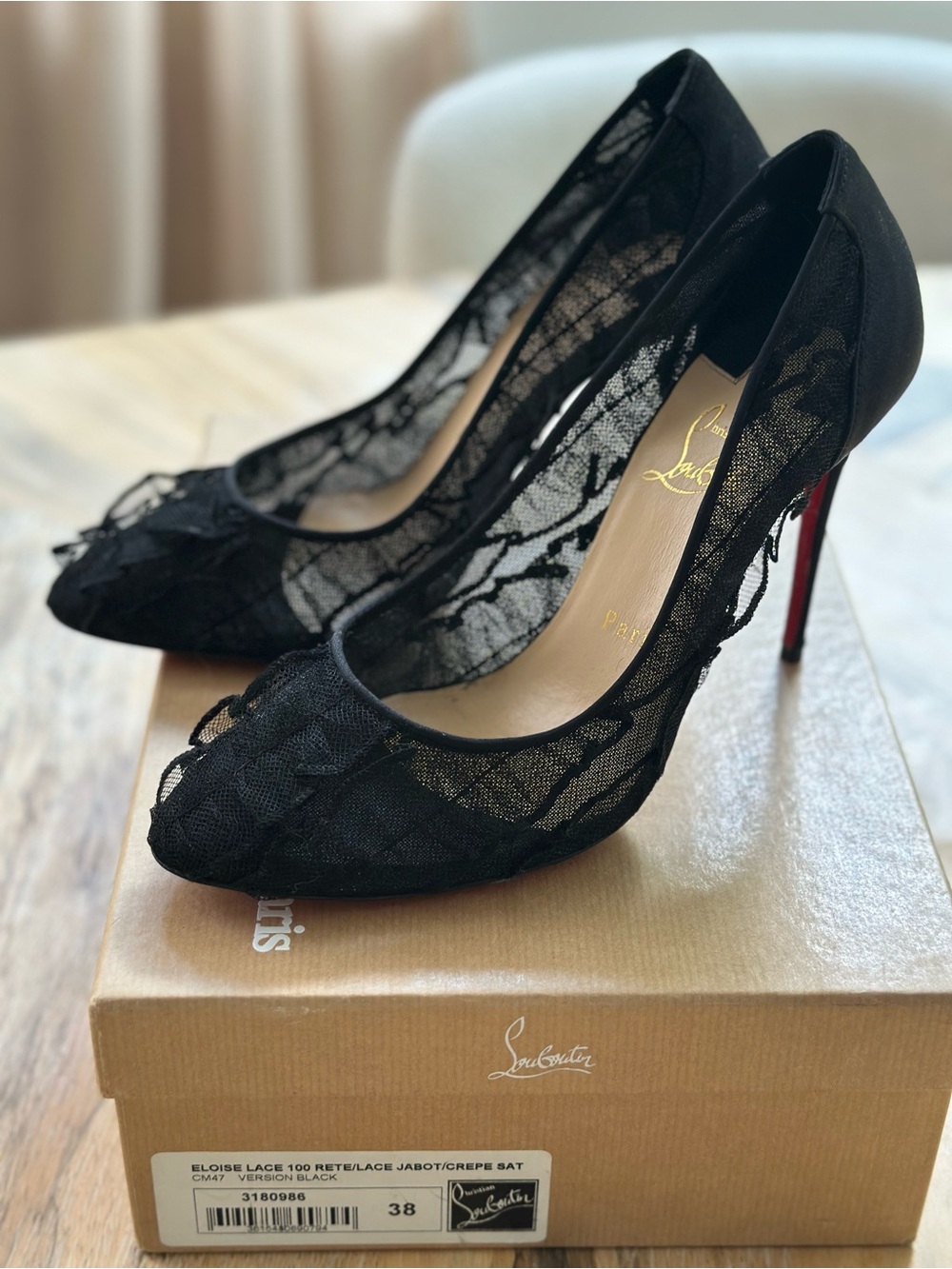 Christian Louboutin Eloise Lace 100 Pumps Black 38 - Picture 2 of 9